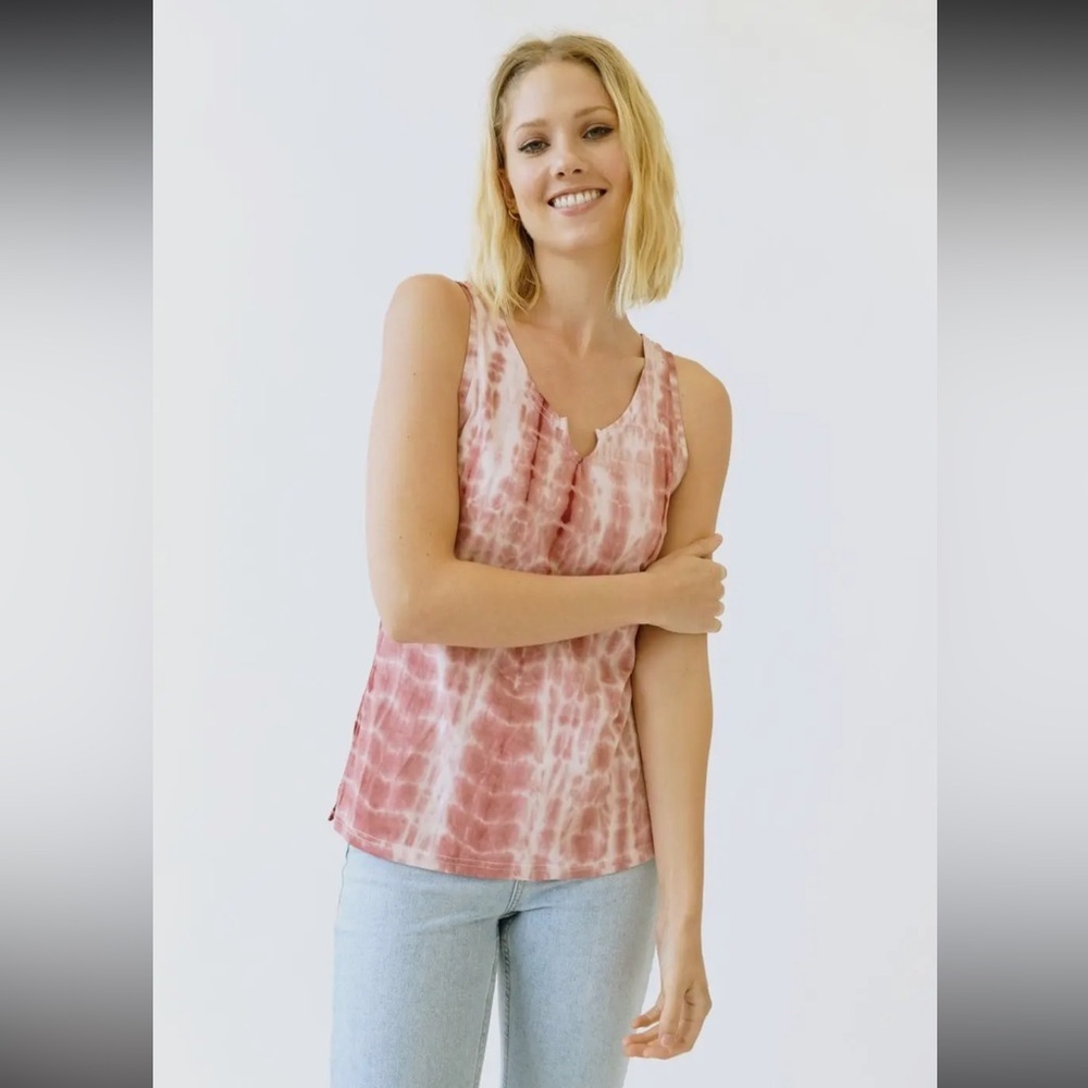 Mystree Tie-Dye Sleeveless Tank Top  Burgundy Berry Red New Item NWT